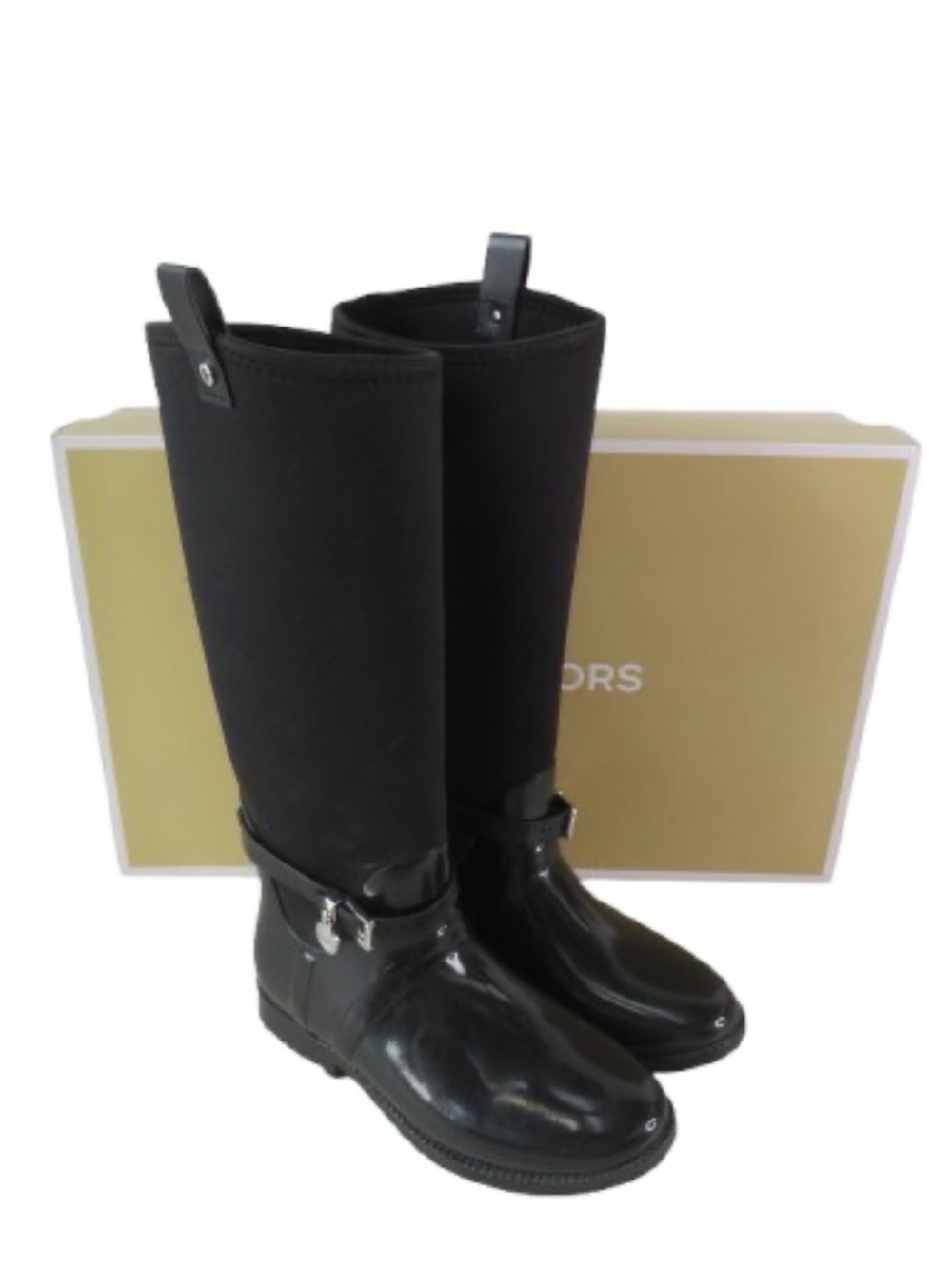 Michael Kors Charm Stretch Rainboots 'Black,' Size: 8 (Women)